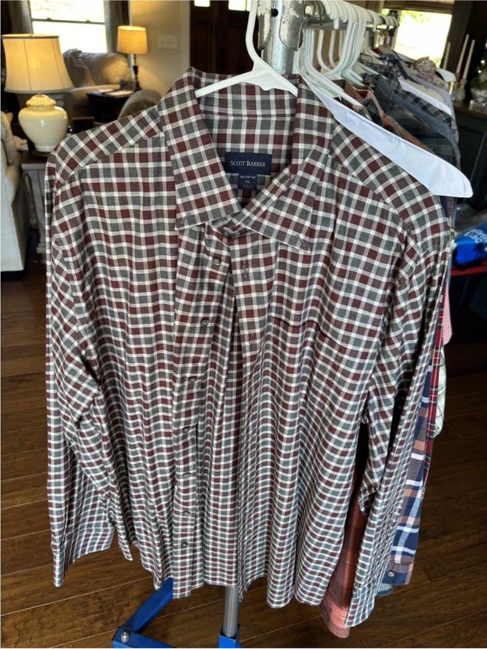 Scott Barber Men's Brown Plaid Button-Down Shirt